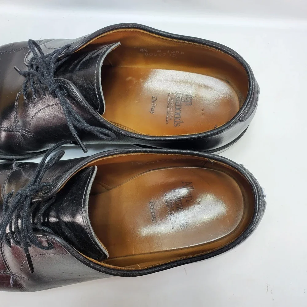 Allen Edmonds Delray‎ Dress Shoes Mens 8.5 D Black Leather Split Toe Derby 1208